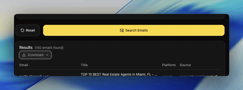 Export verified emails